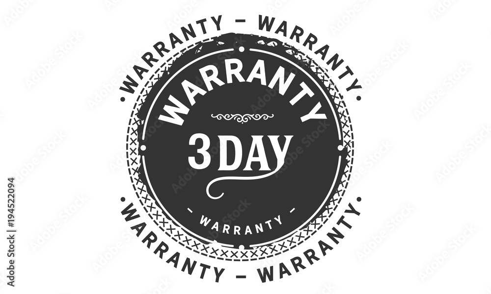 Fototapeta premium 3 days warranty icon vintage rubber stamp guarantee