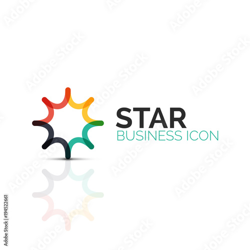 Abstract flower or star minimalistic linear icon, thin line geometric flat symbol for business icon design, abstract button or emblem