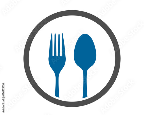 circle fork spoon cutlery silhouette image vector icon