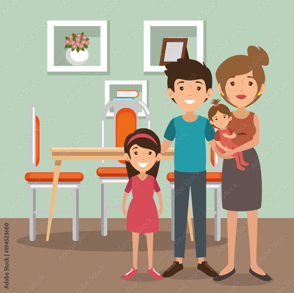 family parents in dinning room scene vector illustration design family parents in dinning room scene vector illustration design