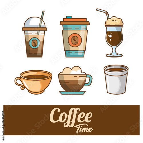 delicious coffee time elements vector illustration design