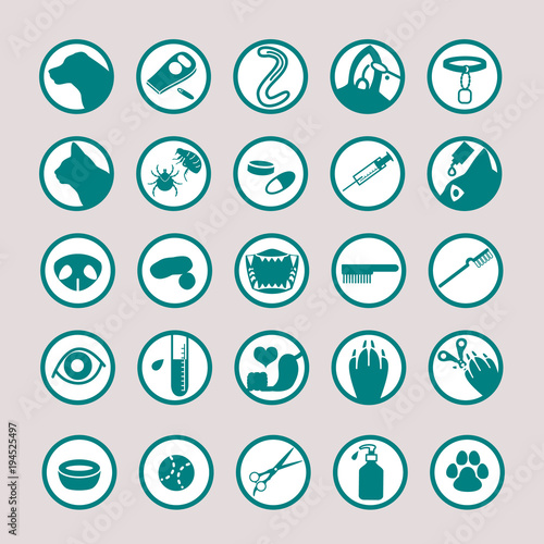 Pet medical icon set