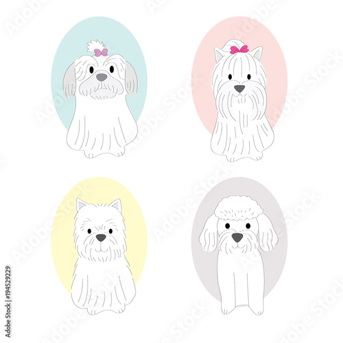 cartoon cute dogs vector.