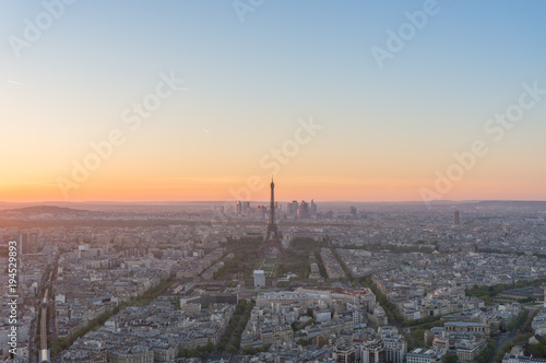 Top view of the Eiffel tower in paris, France