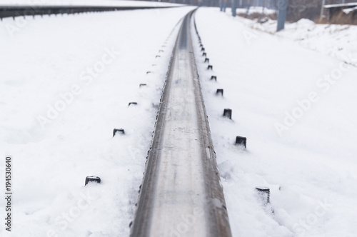 Wallpaper Mural Winter and snow on the railroad tracks in winter. Close-up Torontodigital.ca