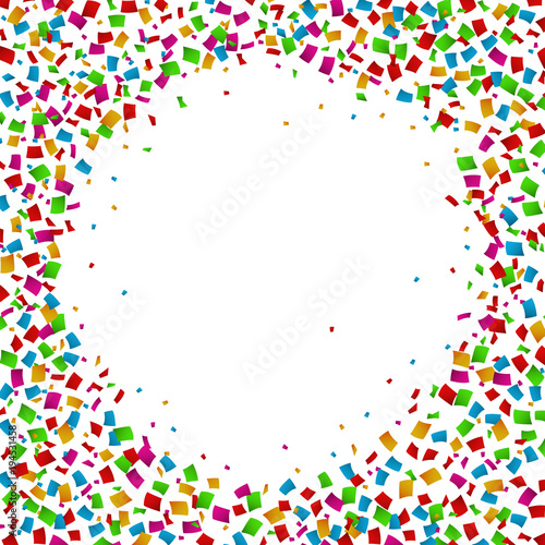 Confetti seamless bright round frame colorful for celebration © ekyaky