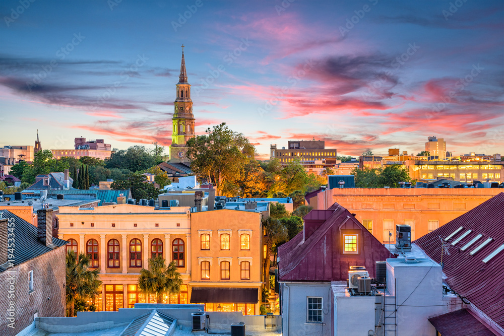 Obraz premium Charleston, Karolina Południowa, USA Skyline