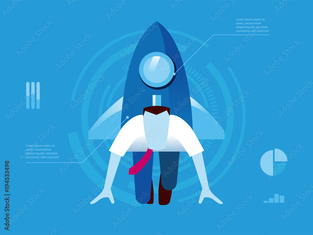 Businessman start like an athlete, business concept Businessman start like an athlete, business concept