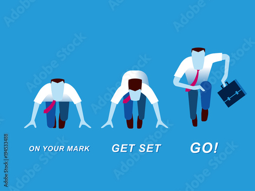 Businessman start like an athlete, business concept