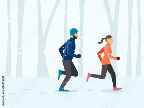 Couple runner running outdoor scene