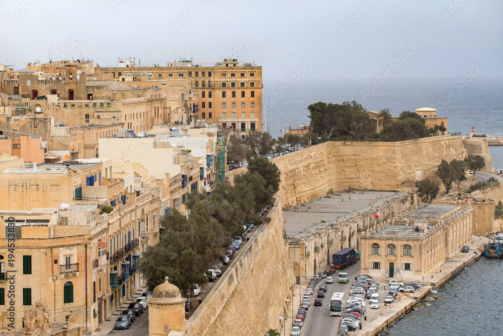 Elevated view of Valletta, Malta, seen from Upper Barrakka gardens