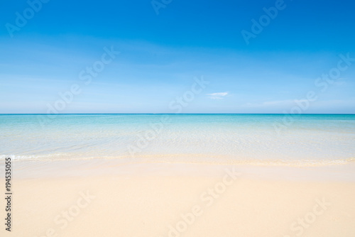 Sea view tropical beach with sunny sky of Phuket island.