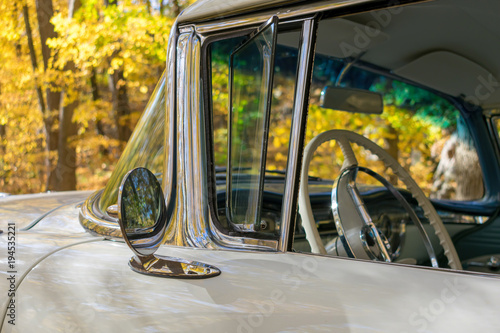 Closeup of details on 50's classic car