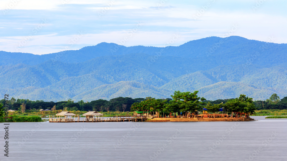 Big Lake in Phayao Thailand named Kwan Phayao, fishing farm
