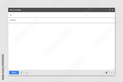 Email blank template internet. interface for mail message 