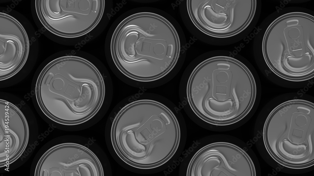 Big black soda cans on black background Big black soda cans on black background