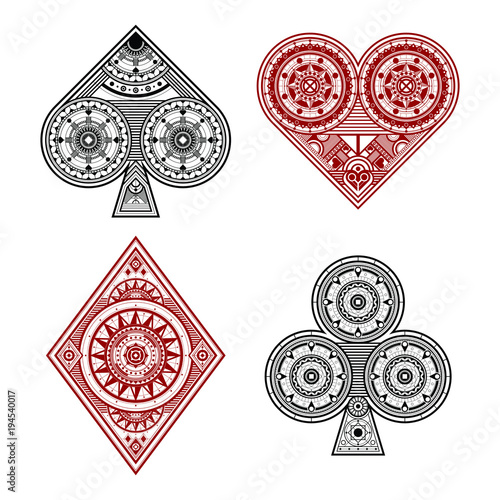 Four Ornate Poker Suits
