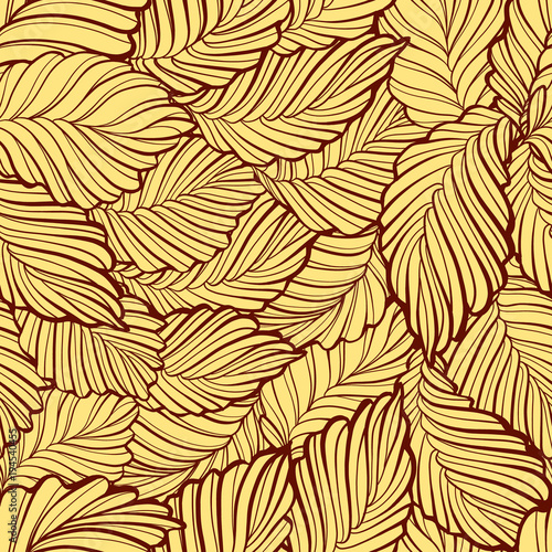Autumn leaves vector seamless pattern.