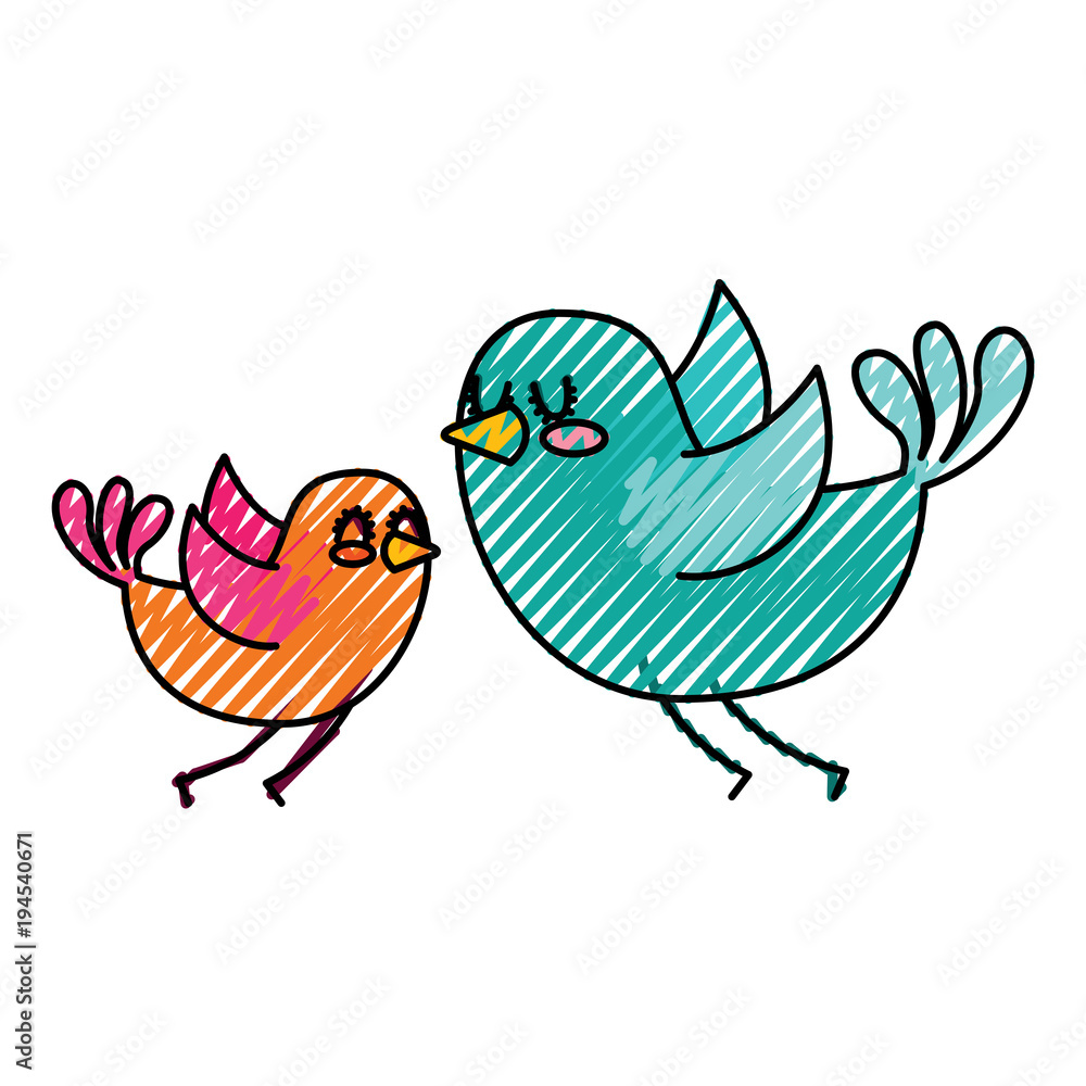 Fototapeta premium beautiful flying birds lovely animal vector illustration drawing image