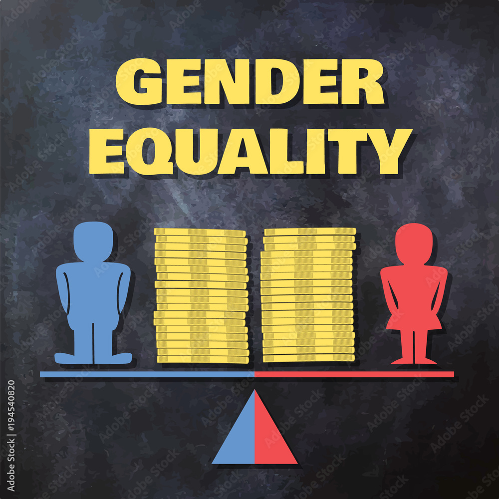 Gender equality concept illustration - male and female figures standing ...