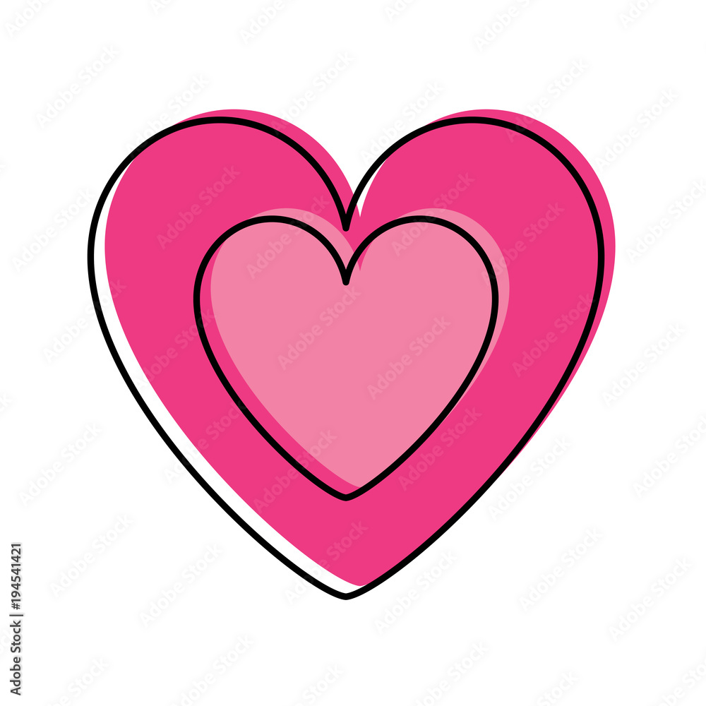 cute pink heart in love decoration vector illustration