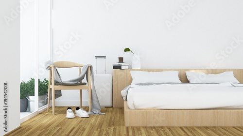 Bedroom Interior Japanese minimal style -3D rendering decoration 