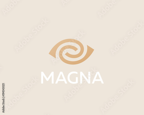 Eye swirl spiral vector logotype. Lined camera shutter media vision logo design. Abstract in yan photo video social icon.