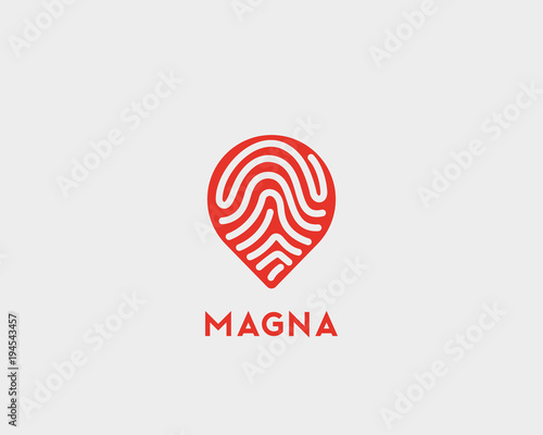 Abstract pin logo design. Location creative symbol. Universal vector icon. Navigation map sign.