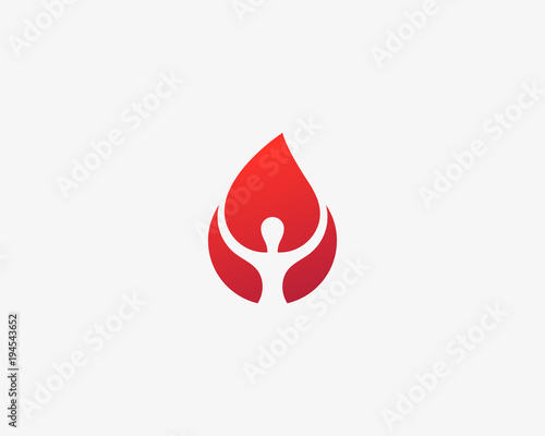 Person fire logotype. Human flame vector logo