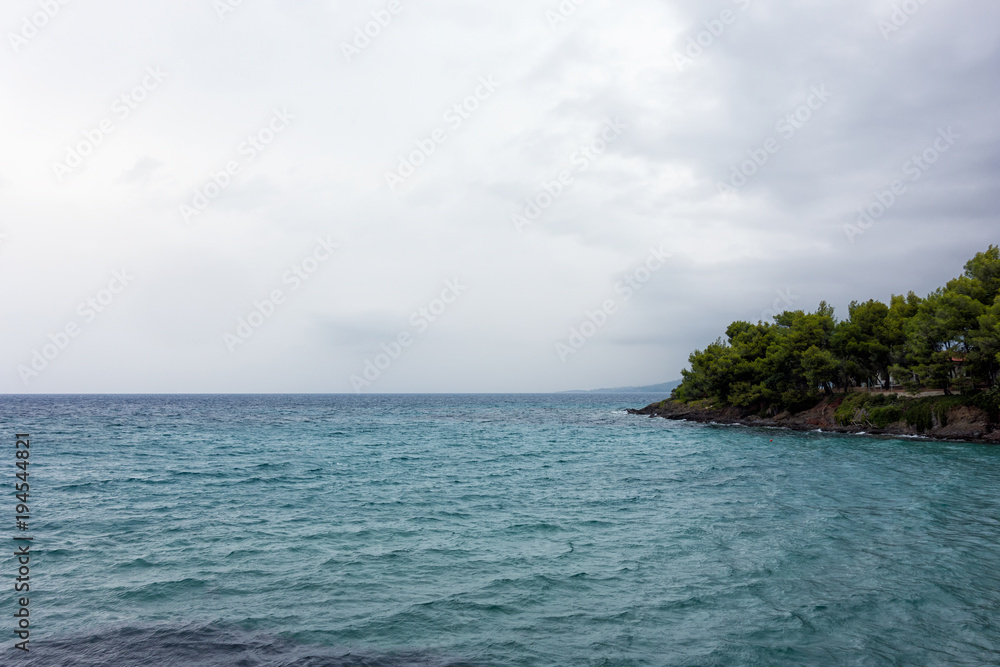 Fototapeta premium Cloudy sky over the sea in Sithonia, Chalkidiki, Greece