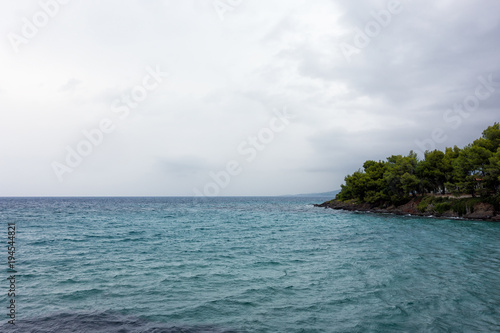 Cloudy sky over the sea in Sithonia, Chalkidiki, Greece