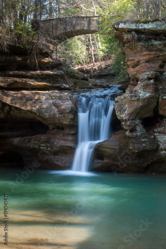 Serene waterfall in the Hocking Hills State Park in Ohio