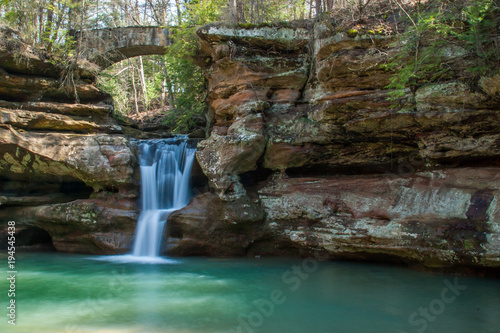 Serene waterfall in the Hocking Hills State Park in Ohio