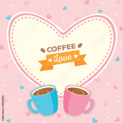 Illustration vector of coffee love background design for Valentine's day.