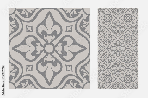 vintage tiles patterns antique seamless design in Vector illustration