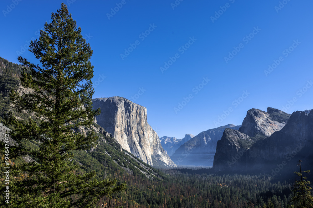 Tunnel View in Smoke from Fires Yosemite California