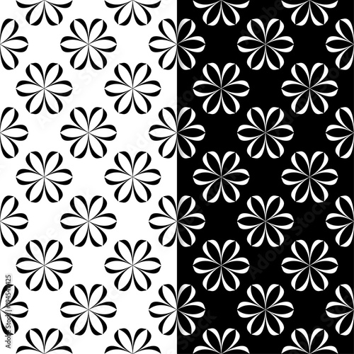Black and white floral seamless patterns. Set of backgrounds © Liudmyla