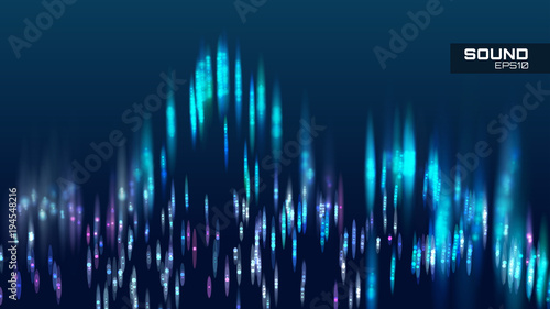 Abstract sound wave vector background. Tune spectrum soundwave