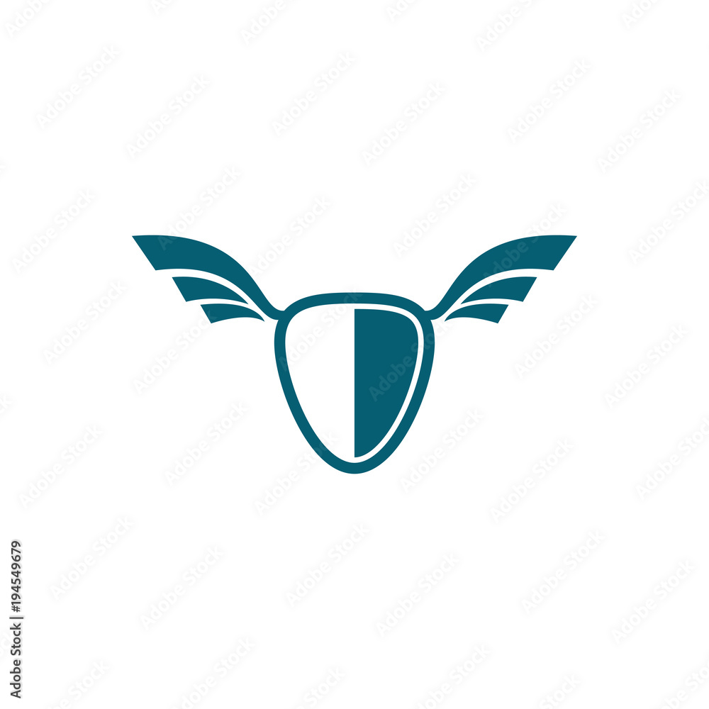 Obraz premium shield with wing logo design, shield with wing icon, logo design template, symbol for company