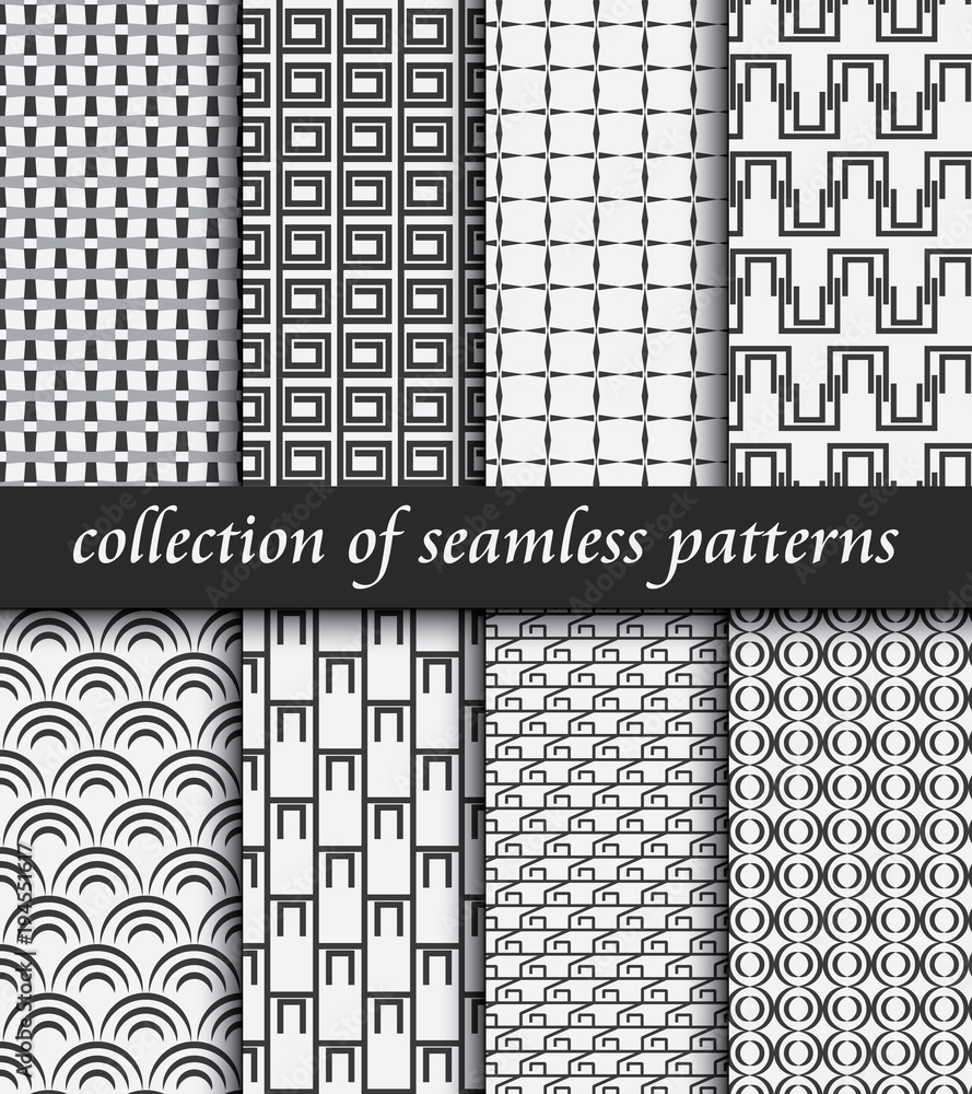Fototapeta premium Set of art deco seamless patterns. Stylish modern textures. abstract backgrounds
