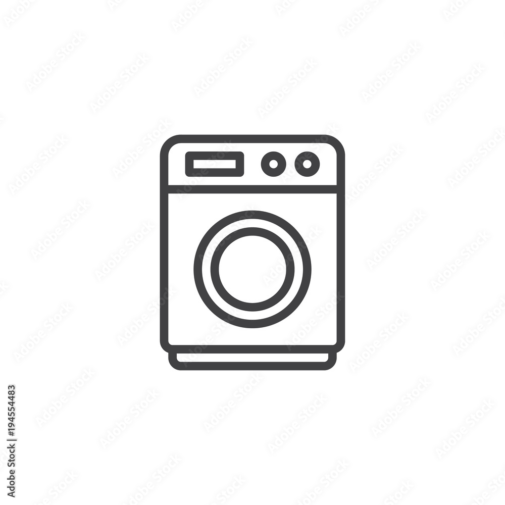 Washing machine outline icon. linear style sign for mobile concept and web design. Laundry simple line vector icon. Symbol, logo illustration. Pixel perfect vector graphics