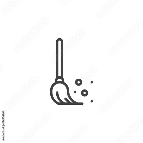 Broom outline icon. linear style sign for mobile concept and web design. Sweeping broom simple line vector icon. Symbol, logo illustration. Pixel perfect vector graphics photo