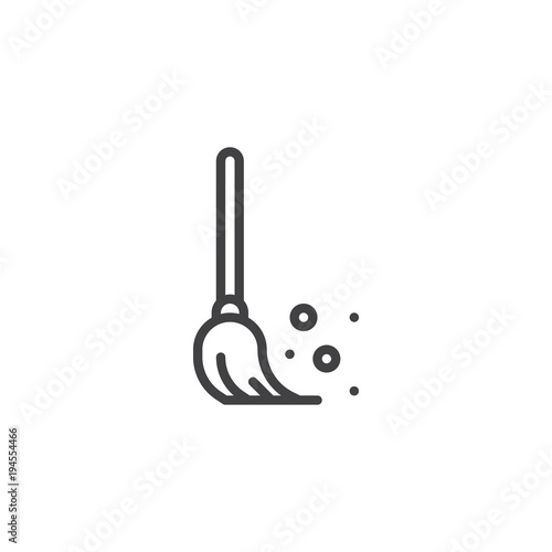 Broom outline icon. linear style sign for mobile concept and web design. Sweeping broom simple line vector icon. Symbol, logo illustration. Pixel perfect vector graphics