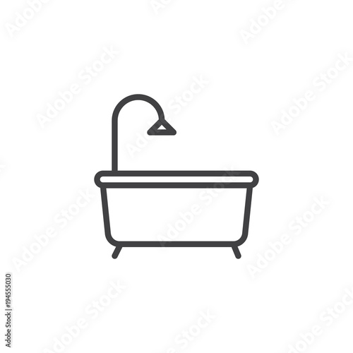 Bath outline icon. linear style sign for mobile concept and web design. Bathtub simple line vector icon. Symbol, logo illustration. Pixel perfect vector graphics