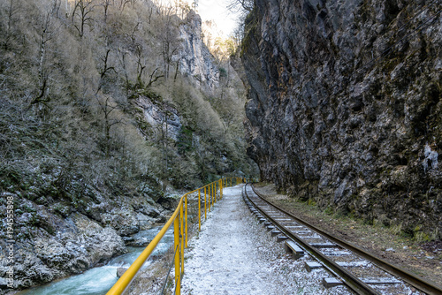 Railway in the mountain gorge