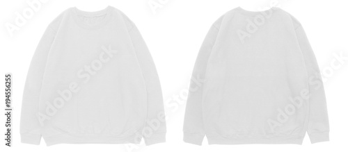 Canvas Print Blank sweatshirt color white template front and back view on white background
