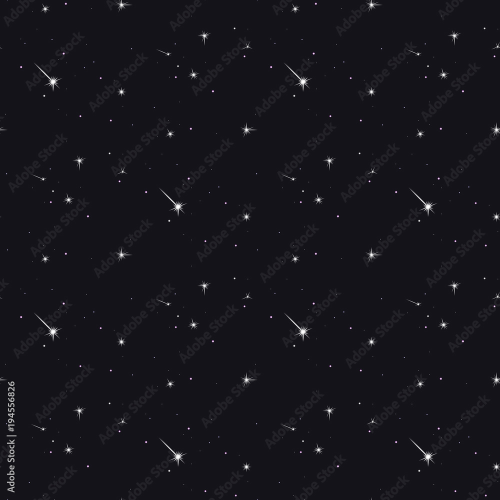 Seamless pattern background with sky with sparkling stars. Vector illustration.