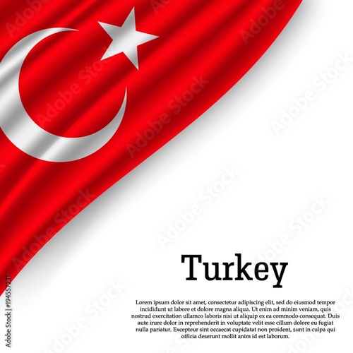 flag Turkey on white background