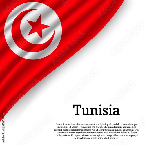 flag Tunisia on white background