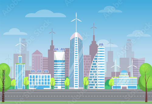 Cityscape and Skyscrapers Poster Vector